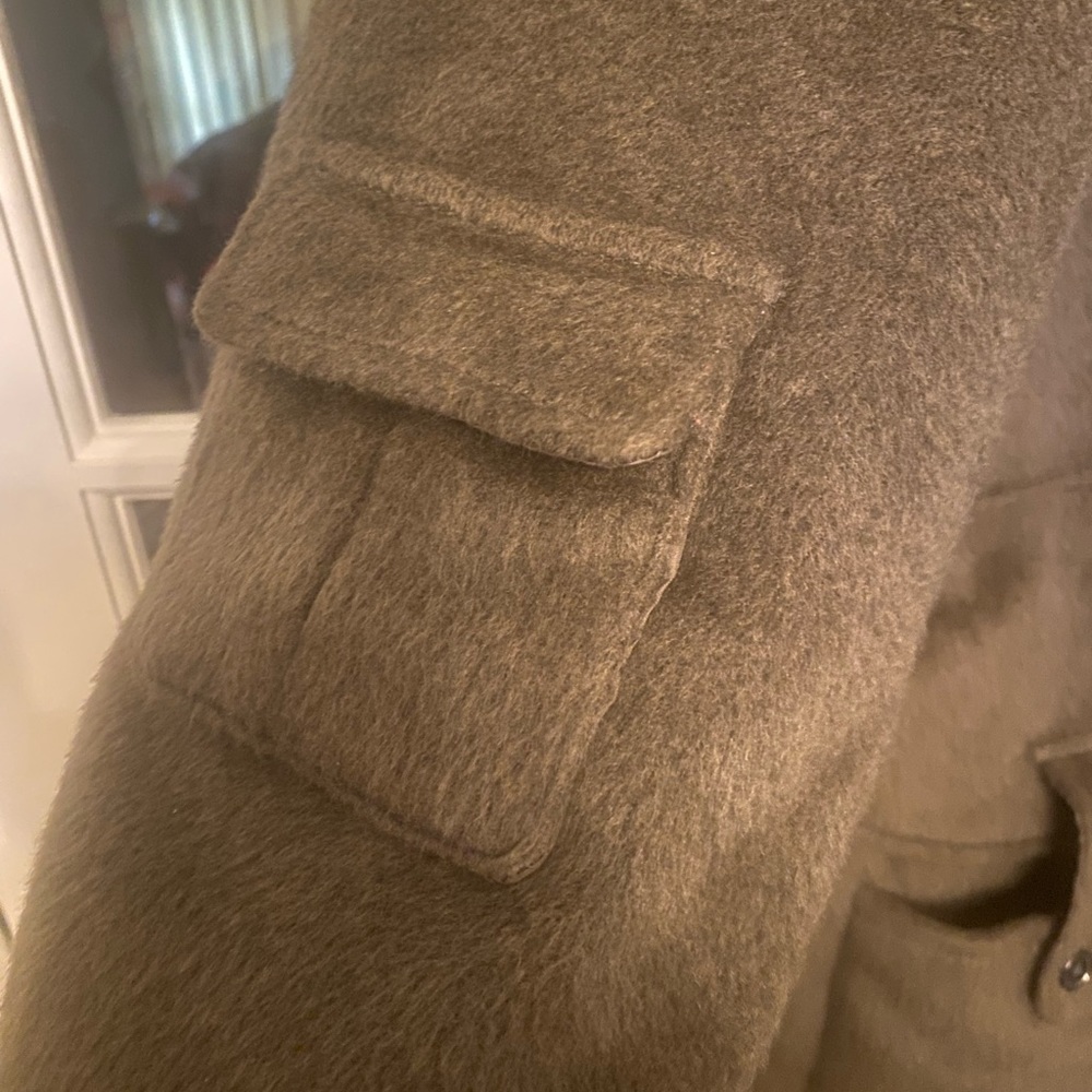 NEW ASOS Curve Oversized Mohair-like Maxi Trench Coat with Cargo Pockets - Picture 6 of 6